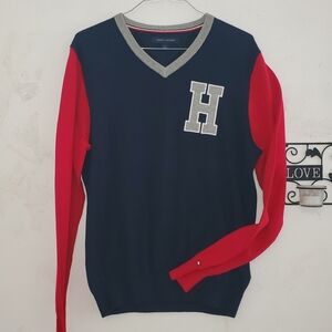 Tommy Hilfiger men's v-neck pullover preppy sweater